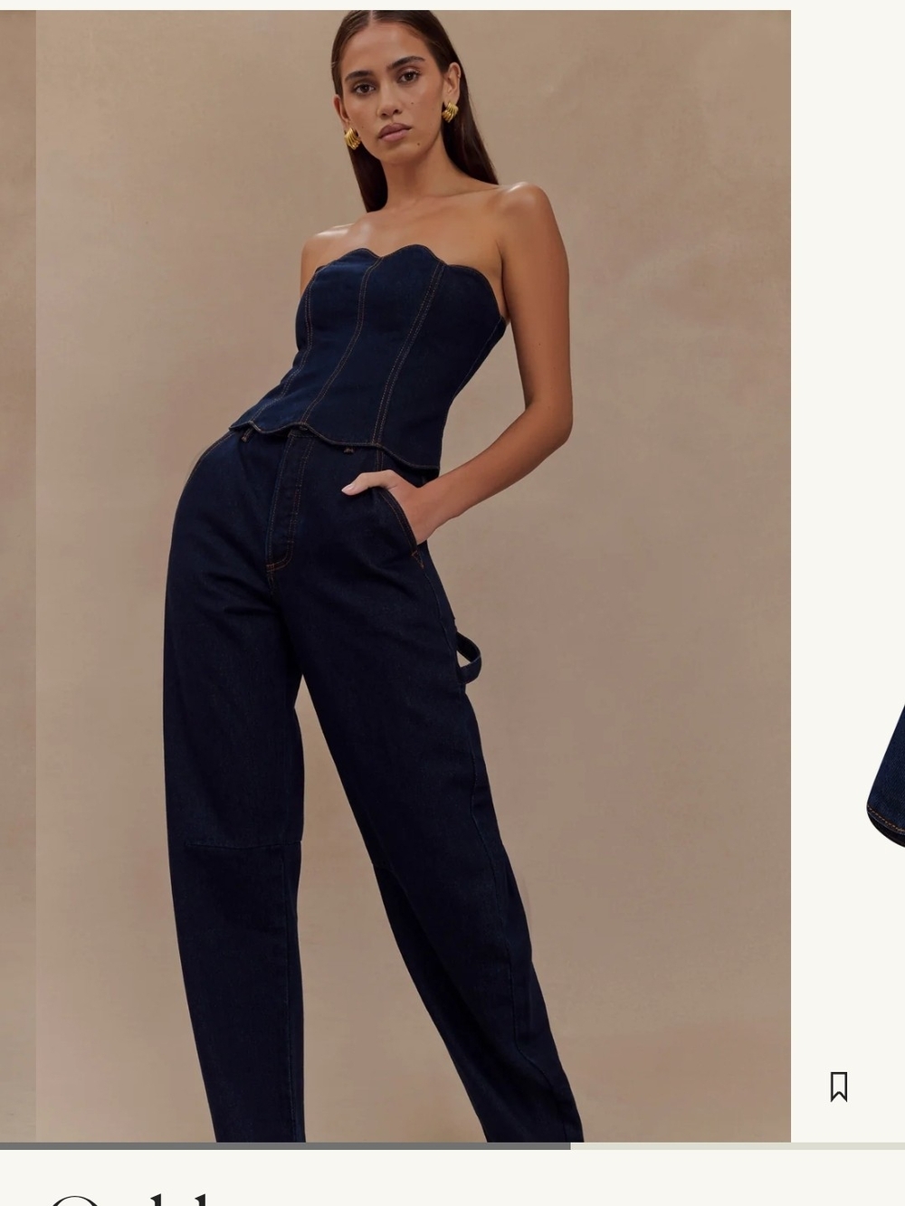 Meshki Dark Indigo Strapless Denim Corset Top